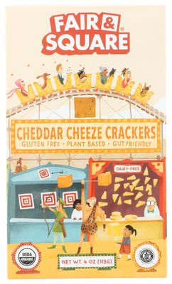 Fair &amp; Square Organic Cheddar Cheeze Crackers, 4 OZ