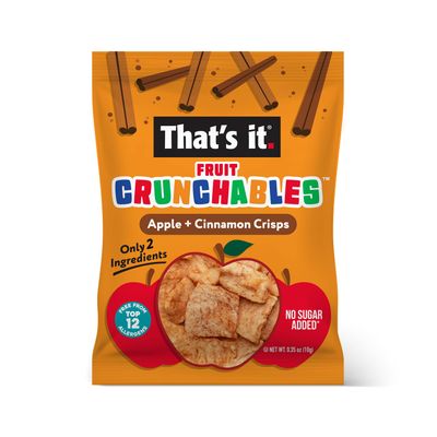 Thats it. Fruit Crunchables Apple Cinnamon Crisps, 15-Pack - 100% Plant-Based Fruit Snacks for Kids, Non-GMO, Gluten-Free, No Added Sugar, Allergen-Free, Healthy Lunchbox Snack for Kids & Adults
