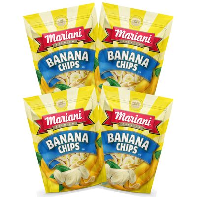 Mariani Banana Chips | Dried Fruit | Healthy Snacks for Kids &amp; Adults | Vegan Snacks | Gluten Free Snacks | 6 Ounces (Pack of 4)