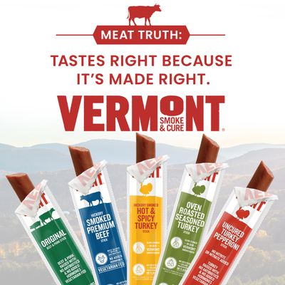 Vermont Smoke &amp; Cure Meat Sticks - Hot &amp; Spicy Turkey - Protein Snacks, No Antibiotics or Added Hormones, Hiking Snacks- 1 oz, 24-Pack