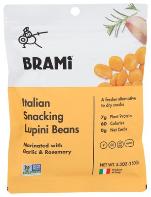 Brami Lupini Snack Garlic and Herb Flavored Beans Snack, Vegan, 5.3 Ounce (Pack of 8)