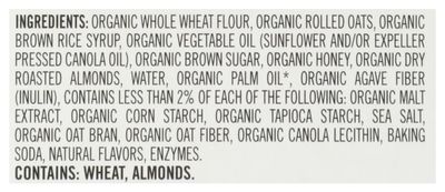 Dave's Killer Bread Organic Snack Bar, Oat-Rageous Honey Almond, 22g Whole Grains, No Artificial Ingredients or Preservatives, Kosher, USDA Certified Organic, Non-GMO, 4 Count, 7 Ounce (Pack of 6)