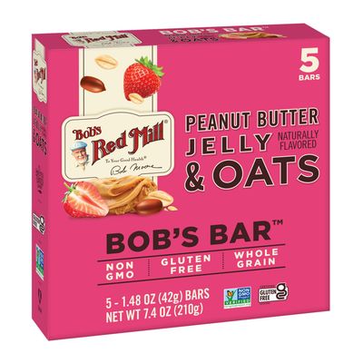 Bob&#39;s Red Mill Peanut Butter Jelly &amp; Oats Snack Bar - 5 Bars (Pack of 1) - Gluten Free, Non-GMO, Whole Grain
