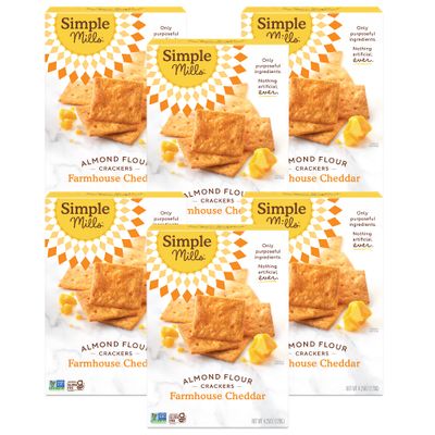 Simple Mills Almond Flour Crackers, Farmhouse Cheddar - Gluten Free, Healthy Snacks, 4.25 Ounce (Pack of 6)