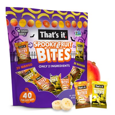 Spooky Fruit Bites - Kids Healthy Snacks, Organic Fruit Snack, Gluten-Free, No Added Sugar, Halloween Trick or Treats, 40 Fun Size Bars (20 Mango, 20 Banana) - Comes in ComboCreations Box