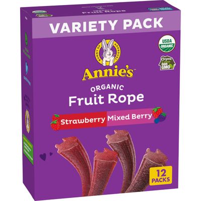 Annie&#39;s Organic Fruit Rope Variety Pack, Strawberry and Mixed Berry, Made With Real Fruit, 8.04 oz