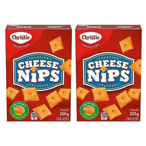 Christie Cheese Nips Cheddar Baked Snack Crackers, 200g7.05oz, 2-Box Imported from Canada