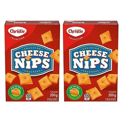 Christie Cheese Nips Cheddar Baked Snack Crackers, 200g7.05oz, 2-Box Imported from Canada