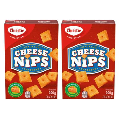Christie Cheese Nips Cheddar Baked Snack Crackers, 200g7.05oz, 2-Box Imported from Canada