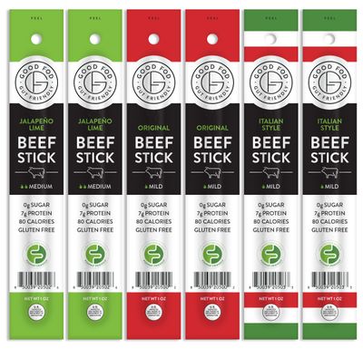 Good Fod Foods Meat Stick Variety Pack - Low FODMAP Snacks for a Healthy Gut, Zero Sugar Jerky Sticks, Keto Friendly, Gluten-Free Beef Sticks 1 Ounce (6 Pack)