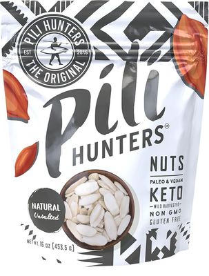 Pili Hunters - Wild Sprouted Pili Nuts, Natural Unsalted Plain (1 lb Bag) KetoPaleoVegan Snacks, Low Carb Energy, Gluten Free, No Sugar Added, Superfood, The Original