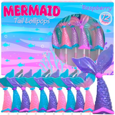 Mermaid Lollipops 12pk- Mermaid Candy For Mermaid Party Favors &amp; Mermaid Party Supplies - Mermaid Tail Candy For Mermaid Birthday Decorations - Mermaid Snacks