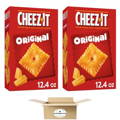 SUPREME BOX Cheez-It Baked Snack 100% Real Cheese Crackers, Original, 12.4 oz Box - Pack of 2 (24.8 oz in total)