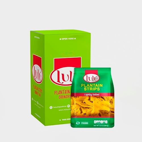 LULU Plantain Strips | 2 Units per Box | Plantain Chips Individual Bags | 12 OZ | Artisan Chips | Healthy Snack | Tiras de Platano