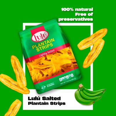LULU Plantain Strips | 2 Units per Box | Plantain Chips Individual Bags | 12 OZ | Artisan Chips | Healthy Snack | Tiras de Platano