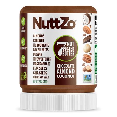 NuttZo Keto Chocolate Almond Coconut - 7 Nut And Seed Butter, Coconut, Brazil Nuts, Almonds, Pecans &amp; More, Keto Friendly, Only 1g Sugar, No Added Oil, Non-GMO, Dark Chocolate, 2g Net Carbs, 12 oz Jar