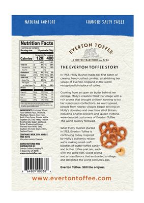 Everton Toffee Butter Toffee Pretzels, Roasted Cashew Flavor (4 oz. bag, 3-pack), Gourmet Artisan Toffee Covered Pretzels, Sweet and Salty Mini Pretzel Snacks, Small Batch Crafted