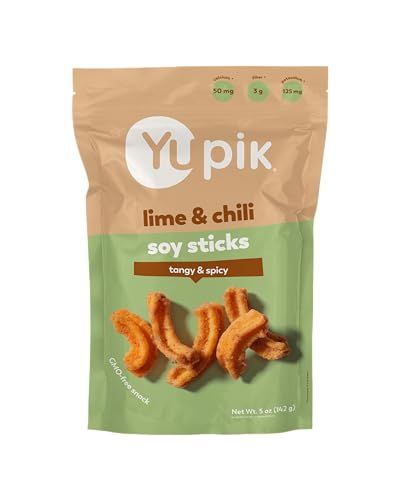 Yupik Lime &amp; Chili Soy Sticks, 5 Oz, GMO-Free Snack, Crunchy Zesty Snack, Crispy Soya Crackers, Natural Flavors, Perfect for Any Occasion