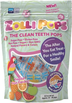 Zollipops The Clean Teeth Pops, Anti Cavity Lollipops, Delicious Flavors, Tropical, 8oz - Dive into a Tropical Paradise with an 8oz Pack of Dental-Friendly Lollipops