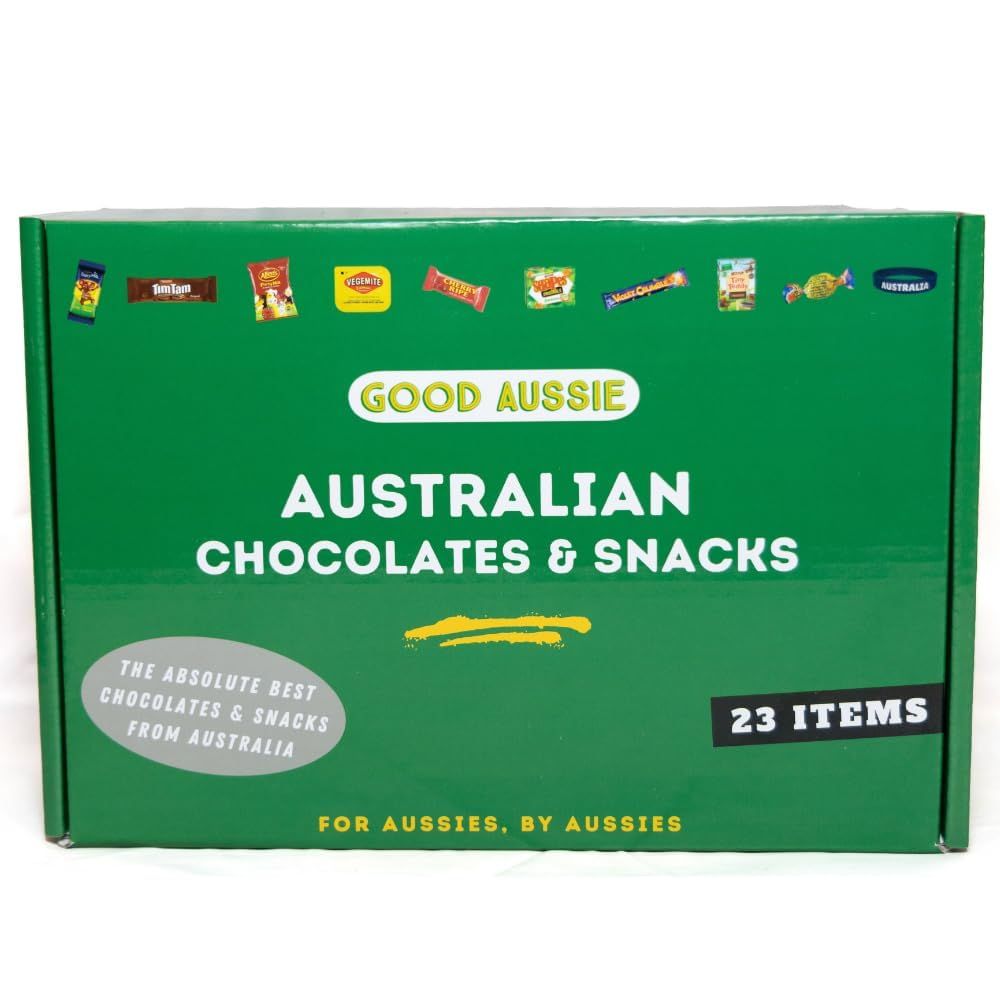 Australian Candy &amp; Snack Box (23 Items) Very Best Australian Food Gift Box - Tim Tam, Allens Party Mix, Vegemite, Cherry Ripe, Shapes, Tiny Teddy, Minties, Caramello Koala, Violet Crumble &amp; More