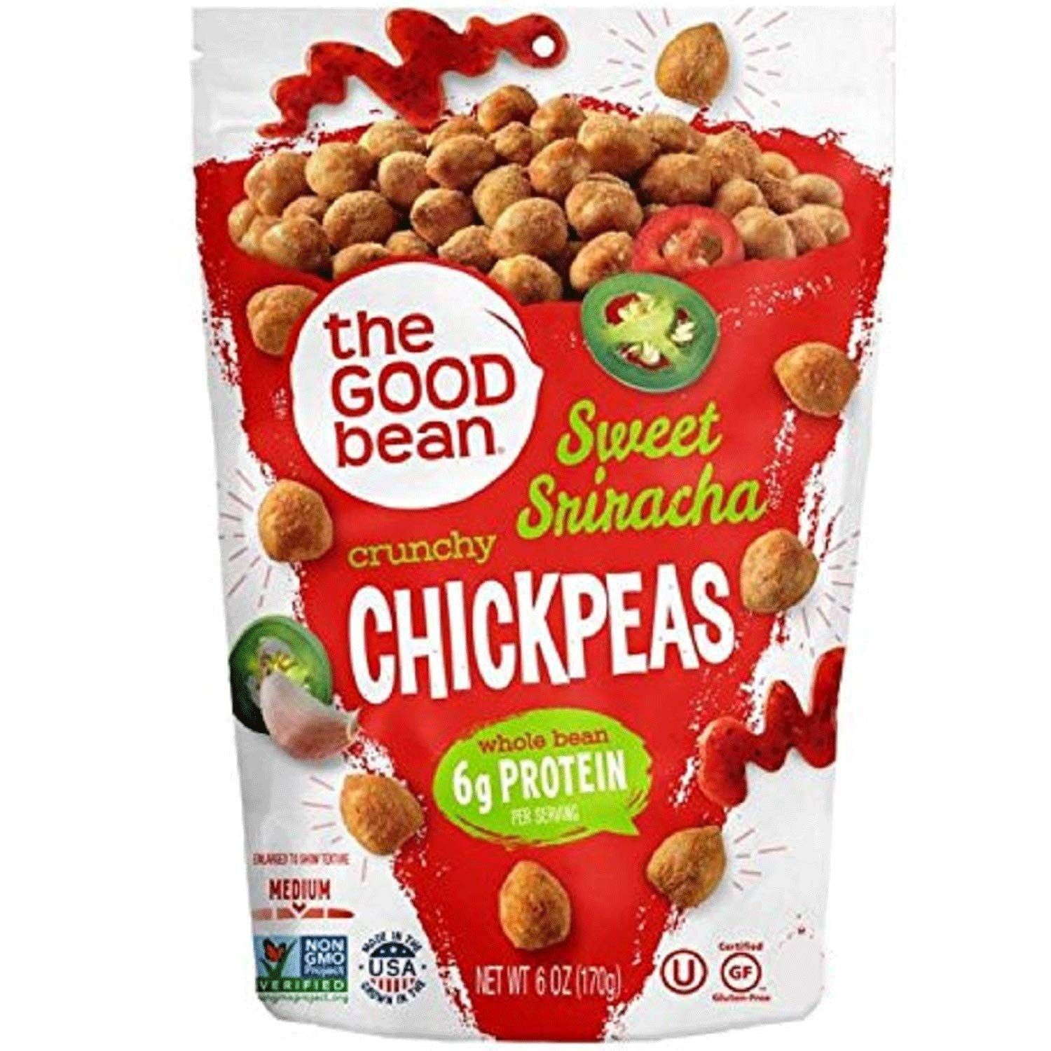 The Good Bean Crunchy Chickpeas Snacks, Sweet Sriracha , 6 Ounce