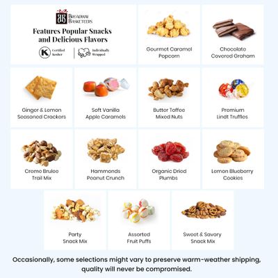 Broadway Basketeers Gourmet Food Gift Basket Snack Gifts for Women, Men, Families, College - Delivery for Holidays, Christmas, Appreciation, Thank You, Corporate, Get Well Soon Care Package