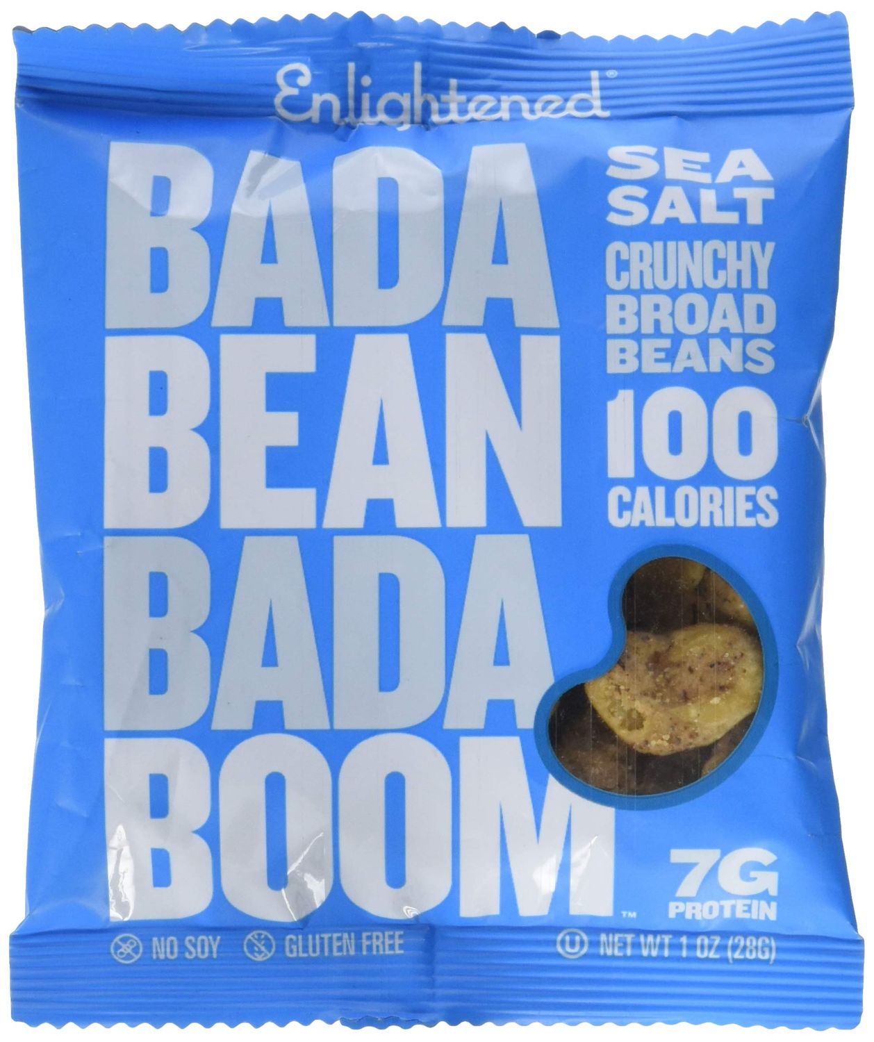 Enlightened Bada Bean Bada Boom Crunchy Broad Beans Snacks, Sea Salt, 1 Ounce