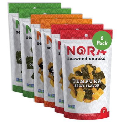 Crispy Seaweed Snacks by Nora | Asian Snacks | Taster&#39;s Variety Pack | Low-Sugar, Vegan, Non-GMO Verified | 6-Pack