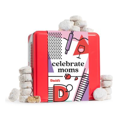 Davids Cookies Ideal Mother&#39;s Day Gift for Moms - Butter Pecan Meltaways Cookies with Crunchy Pecans and Powdered Sugar - Premium Fresh Ingredients - Comes In A Celebrate Moms Tin Box 1Lb
