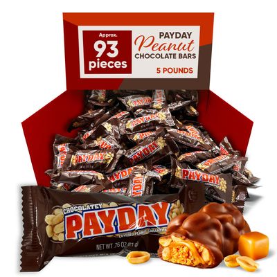 PayDay Peanut Caramel and Chocolate Candy Bar - 5 Pound Approx 93 Bars - Chocolate Covered Peanuts &amp; Chewy Candy - Chocolate Bars are Made with a Delicious Caramel Candy Center