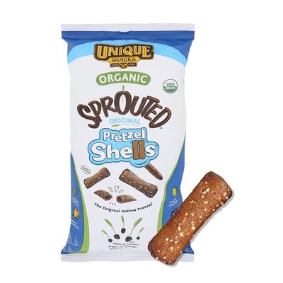 Unique Snacks Sprouted Pretzel Shells, Delicious Homestyle Baked Snack Bag, Vegan, OU Kosher, and Non-GMO Food, No Artificial Flavor, 8 Oz. Bag, Pack of 12