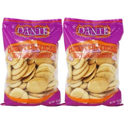 Dante Crackers Cuban With Garlic Galletas Cubanas Pack 2 (8 oz bag)