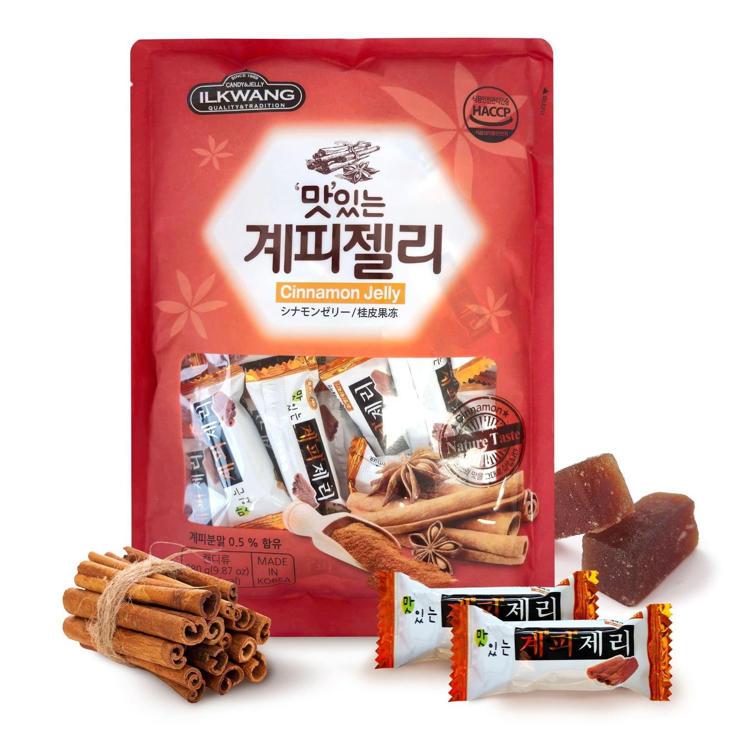COELO Cinnamon Jelly 9.87oz (280g), Korean Gummies, Chewy Snack, Soft Candy, K-Food Sweet &amp; Mildly Spicy Flavor Halloween Holiday Party Korean Camping Treats Dessert ÃªÂ³â€žÃ­â€Â¼ Ã¬Â Â¤Ã«Â¦Â¬