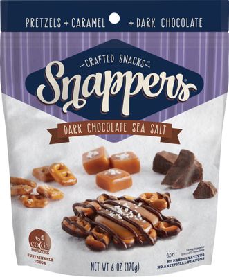 Edward Marc Snappers Sweet Caramel &amp; Pretzels Cluster - Crunchy Pretzel Snack With Dark Chocolate &amp; Sea Salt For Adults And Kids - 6 oz (Pack of 1)