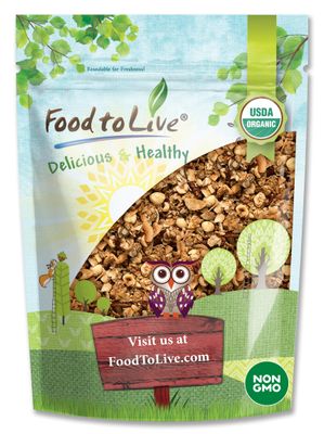 Food to Live Organic Golden Crunchy Granola, 1.5 Pounds - Small Batch, Handcrafted, Bulk, Great as Snack for Breakfast Cereals, Contains Hazelnuts, Pecan Nuts, Almonds, Coconut, Flax Sunflower Seeds