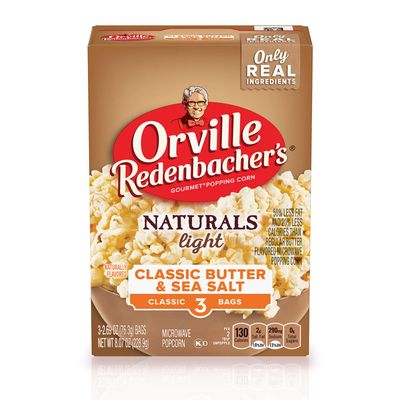 Orville Redenbacher&#39;s Naturals Light Classic Butter &amp; Sea Salt Microwave Popcorn, 2.69 oz Classic Bag, 3 ct