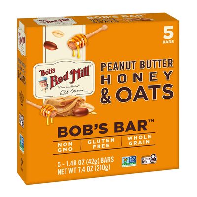 Bob&#39;s Red Mill Peanut Butter Honey &amp; Oats Snack Bar - 5 Bars (Pack of 1) - Gluten Free, Non-GMO, Whole Grain