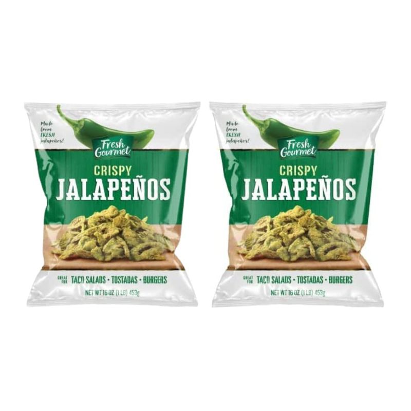 Fresh Gourmet Crispy Lightly Salted Jalapenos Low Carb |Crunchy Snack and Salad Topper 16 Ounce (Pack of 2)