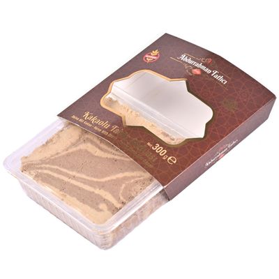 Abdurrahman Tatlc Halvah with Cocoa, 10.6oz, Turkish Halva, Tahini Halva, Cacoa Halva Candy, Traditional Sesame Halvah Dessert, Vegan, Gluten Free Halva, Non-GMO, Halwa, Halawa