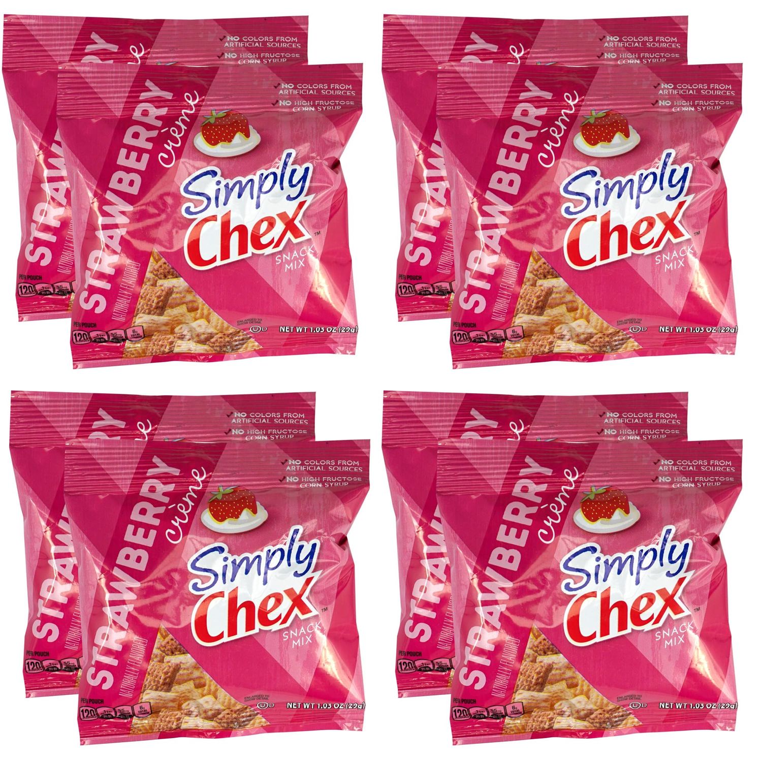 ChexMix Strawberry Yogurt 1.03oz Bags (8 Pack), Snack Mix, Snack Packs, The Hampton Candy Company