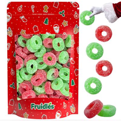 Fruidles Christmas Red and Green Jelly Wreaths Gummy, Gluten-Free, Fun &amp; Festive Holiday Gummies Snacking (Half-Pound)