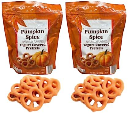 Yogurt Covered Pretzels, Pumpkin Spice Flavored, 2 Bags, 7 oz Each Gourmet, Party, Holiday
