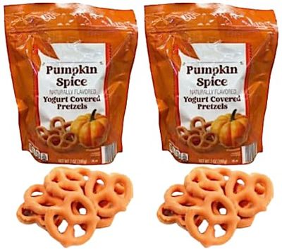 Yogurt Covered Pretzels, Pumpkin Spice Flavored, 2 Bags, 7 oz Each Gourmet, Party, Holiday