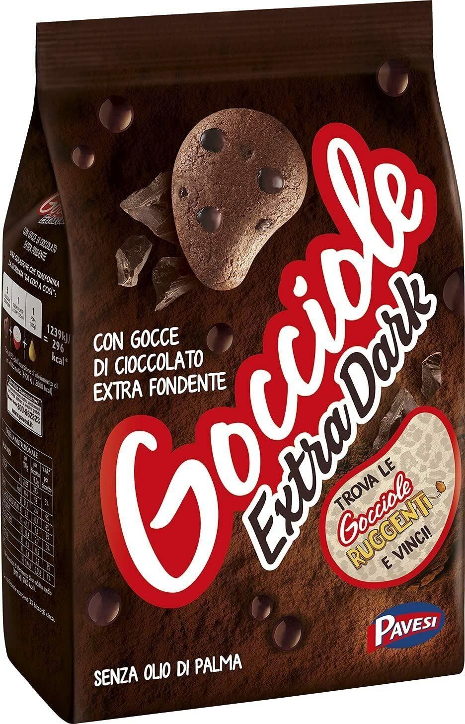 Gocciole Pavesi | Gocciole Cookies | Pavesi | Gocciole Extra Dark | 400g | Cookies From Italy | 17.63 Ounce Total Weight