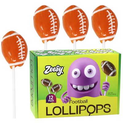Football Suckers Individually Wrapped - 12 Football Candy Lollipops for Football Party Favors, Football Birthday, Football Party Supplies, Football Theme Party - Football Shaped Candy - Sports Candy