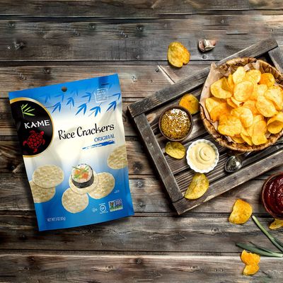 KA-ME Original, Oven Baked Rice Crackers 3 oz, Gluten Free, No Artificial FlavorsColors, Non GMO, in a Resealable Pouch - (3 Pack)