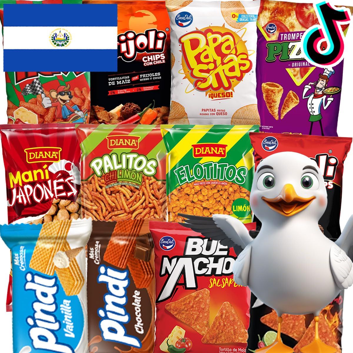 Charloo International Snack Box  FREE Surprise - El Salvador International Snacks - International Chips - International Food Box Foreign Snack Box Foreign Snacks Exotic Snacks Weird Snacks, 13 Pcs