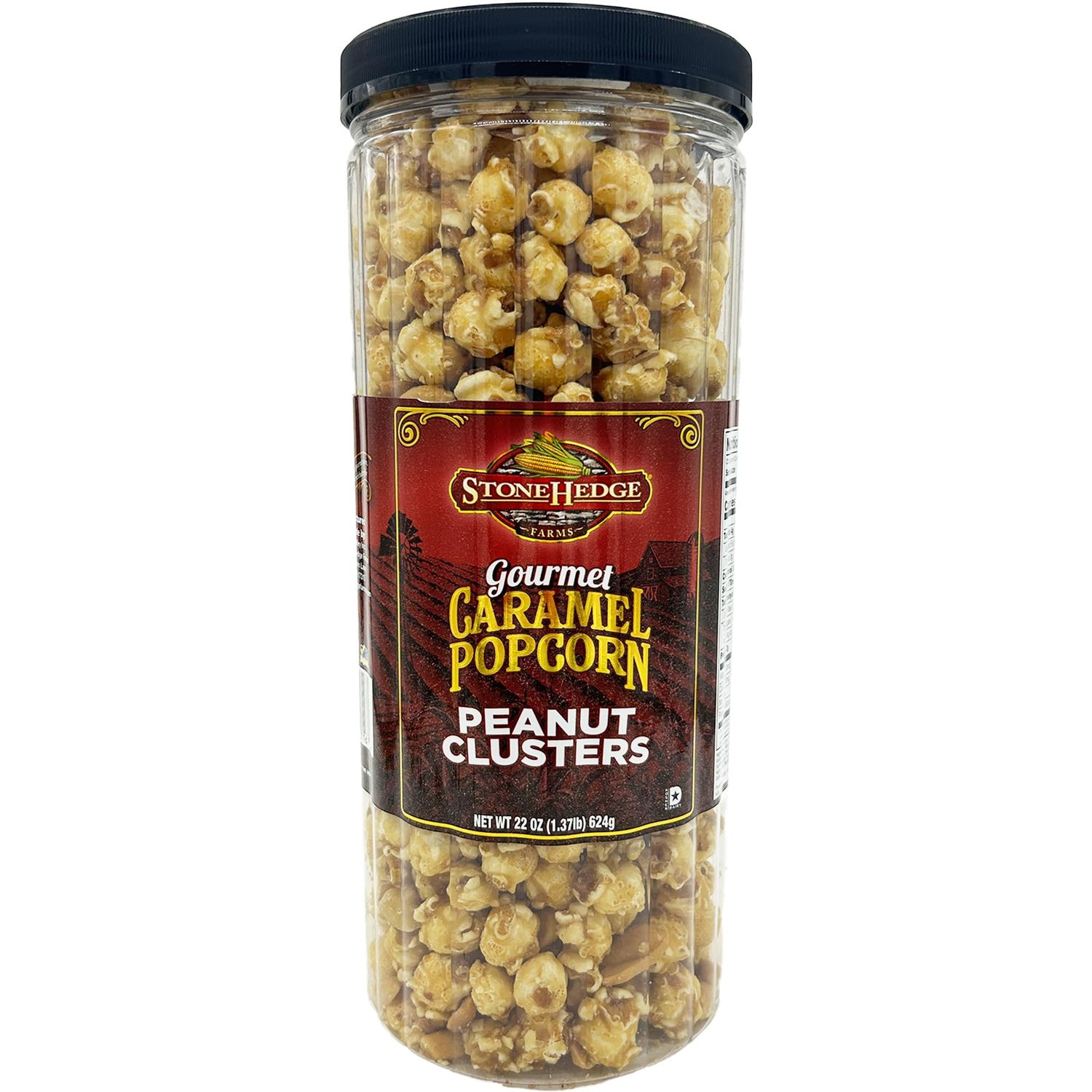 Stonehedge Farms Gourmet Caramel Popcorn Peanut Clusters | 20 oz Reclosable Container | Mix Of Popcorn, Peanuts, and Butter Toffee | Holiday Snack Gift