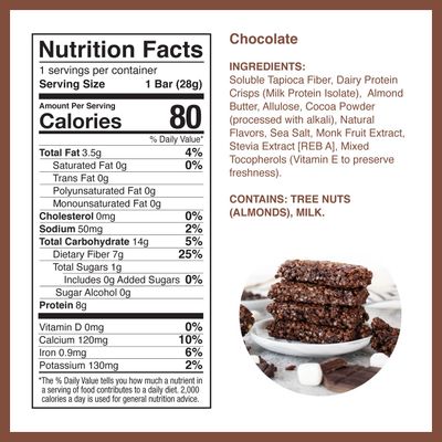 Perfect Keto Mallow Munch, Gluten Free, Cereal Bars, Breakfast Bar, Rice-Free, Low Sugar, Low Carb, Crispy, High Protein Snack, Healthy Snacks, 8g Protein, 2g Net Carbs, Chocolate, 8 Pack