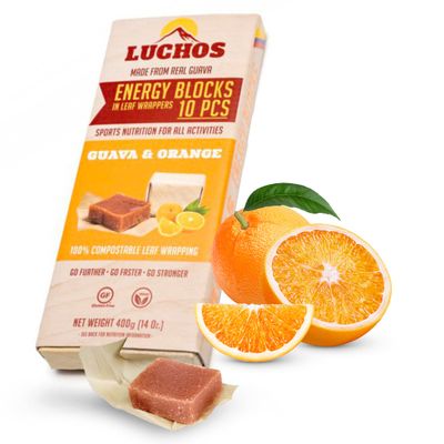 LUCHOS Natural High Energy Bars, Orange 10 Packs - High Carb Bars for Sports Endurance, Cycling &amp; Workouts - Vegan &amp; Gluten Free - Running Healthy Snack Bars - Nutrition Bars with Compostable Wrappers